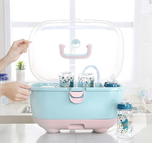 Baby Bottle Drying Rack Organizer Box - Blue
