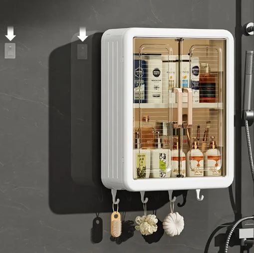 Bathroom Cabinet Punch-Free Wall-Mounted Storage Rack with Magnetic Suction