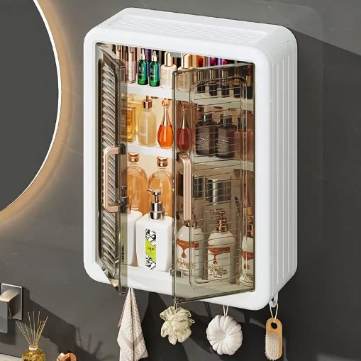 Bathroom Cabinet Punch-Free Wall-Mounted Storage Rack with Magnetic Suction