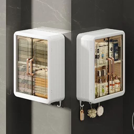 Bathroom Cabinet Punch-Free Wall-Mounted Storage Rack with Magnetic Suction