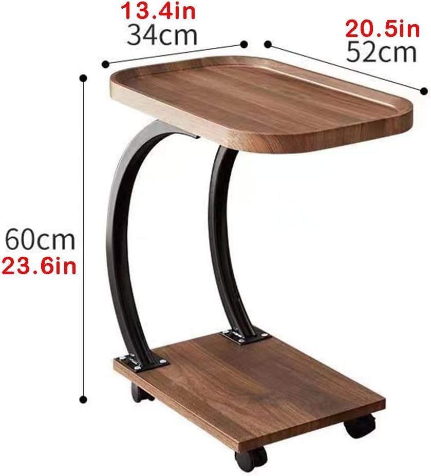 C Shaped Side Tables With 360° Universal Wheel, Small Coffee End Side Table