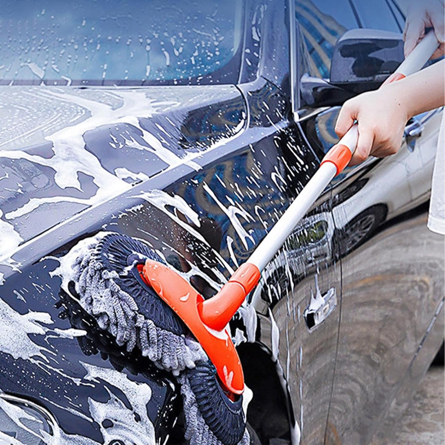 Microfiber Car Wash Brush, Telescopic Car Cleaning Brush, Microfibre Car Wash Brush Mop 360° Rotating