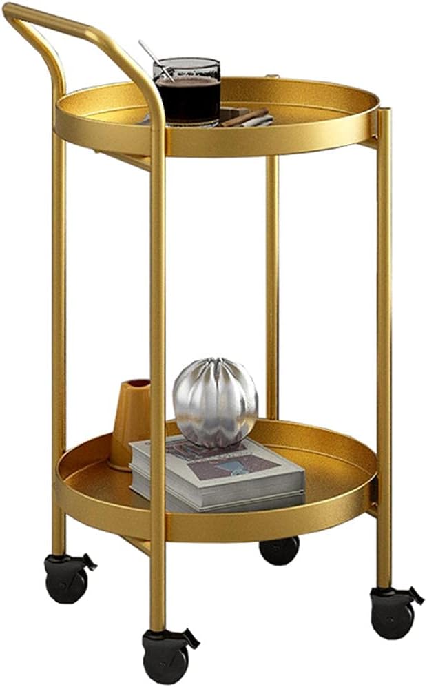 Coffee Table Removable Tea Table Cart, Simple Bedside Storage Table Gold