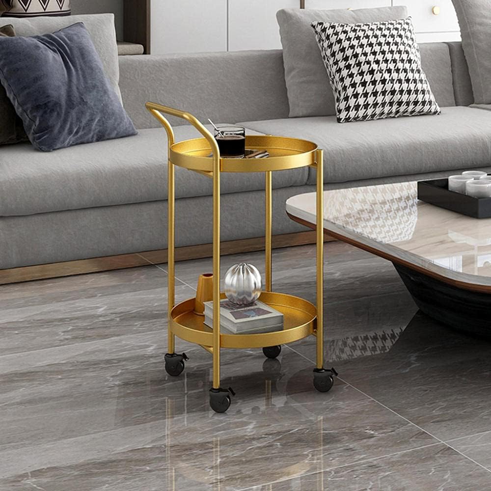Coffee Table Removable Tea Table Cart, Simple Bedside Storage Table Gold