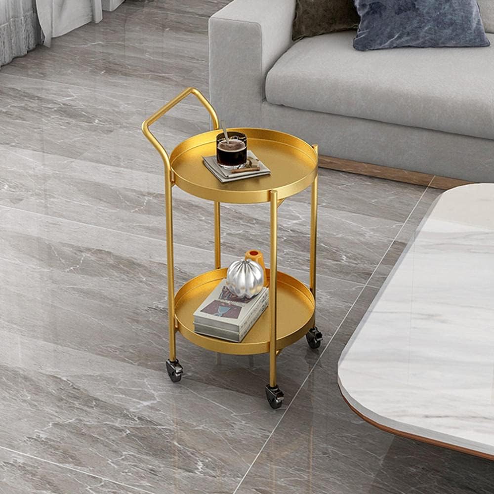 Coffee Table Removable Tea Table Cart, Simple Bedside Storage Table Gold