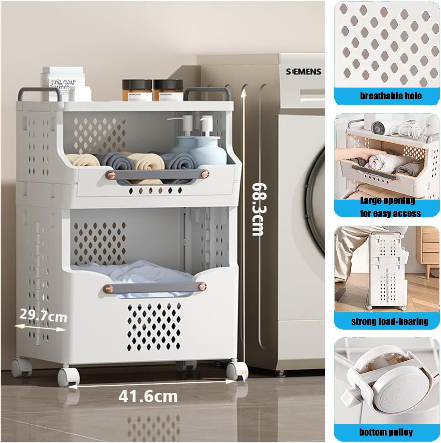 Multifunctional Multi-Layer Environmental Protection Plastic Collapsible Laundry Basket (2 Layer)