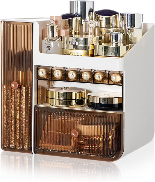 Large Capacity Makeup Organiser Desktop Drawers For Vanity, Cosmetic Desk Organiser Storage Box