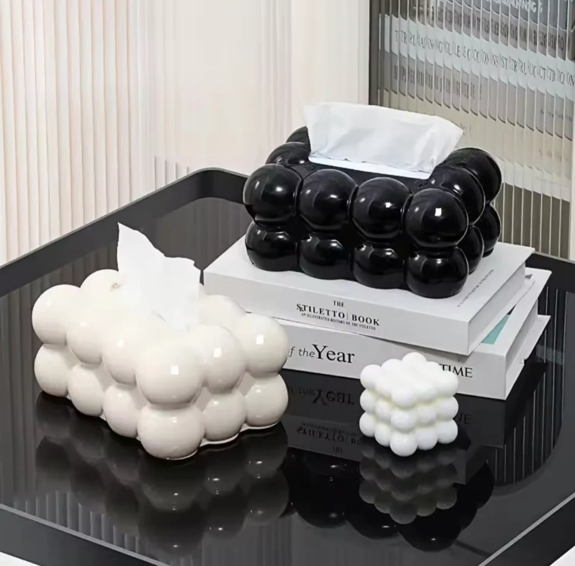 Bubble Shape Tissue Box Holder, Non Slip Plastic Tissue Box Cover