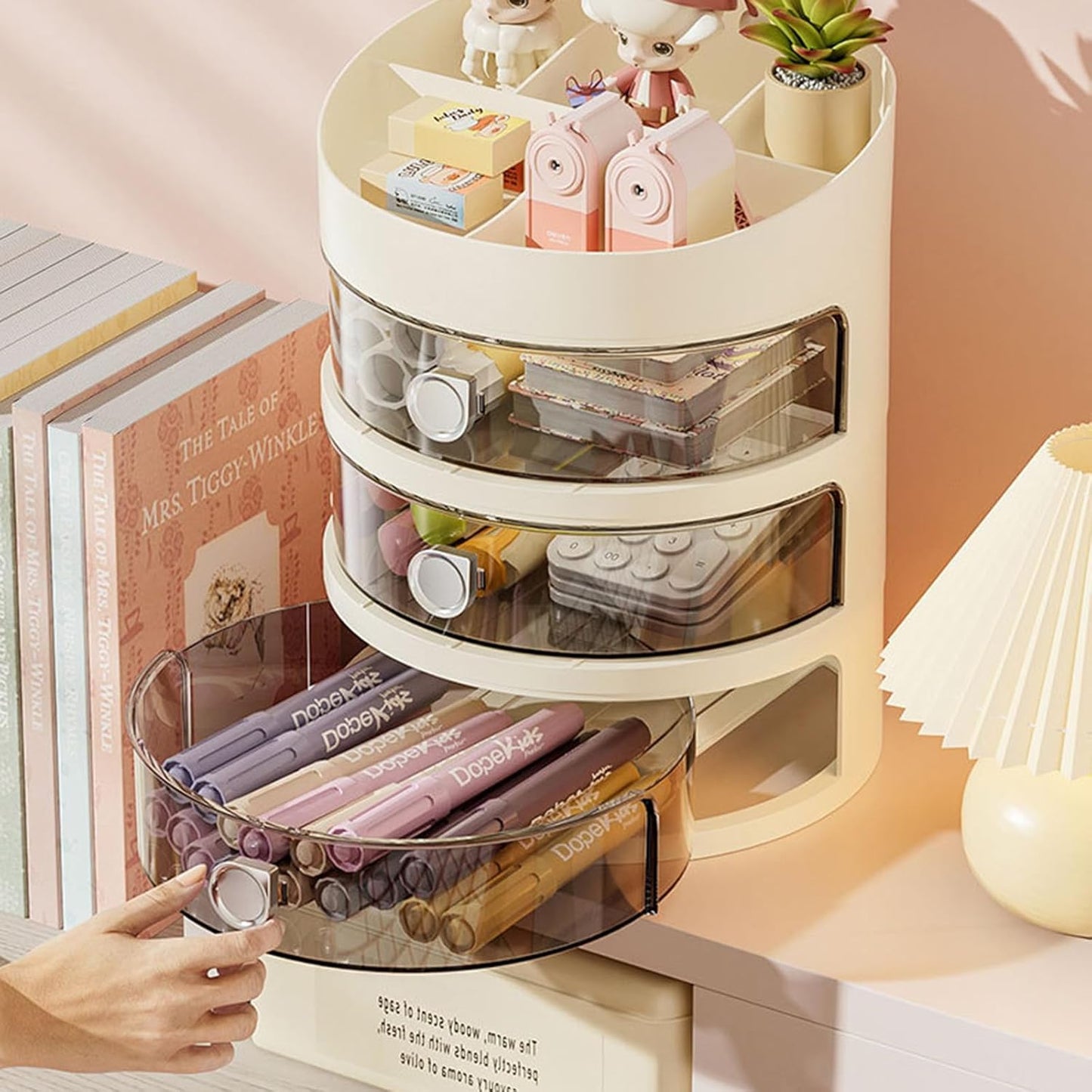 Desk Organizer, 3 Drawers, Storage Box, Stationery Storage Case