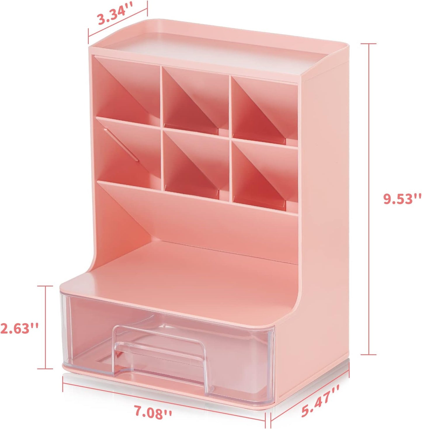 Desk Pencil Pen Holder, Slant Pen Organizer With Drawer, Desktop Storage Stationery Supplies Organizer For School Office