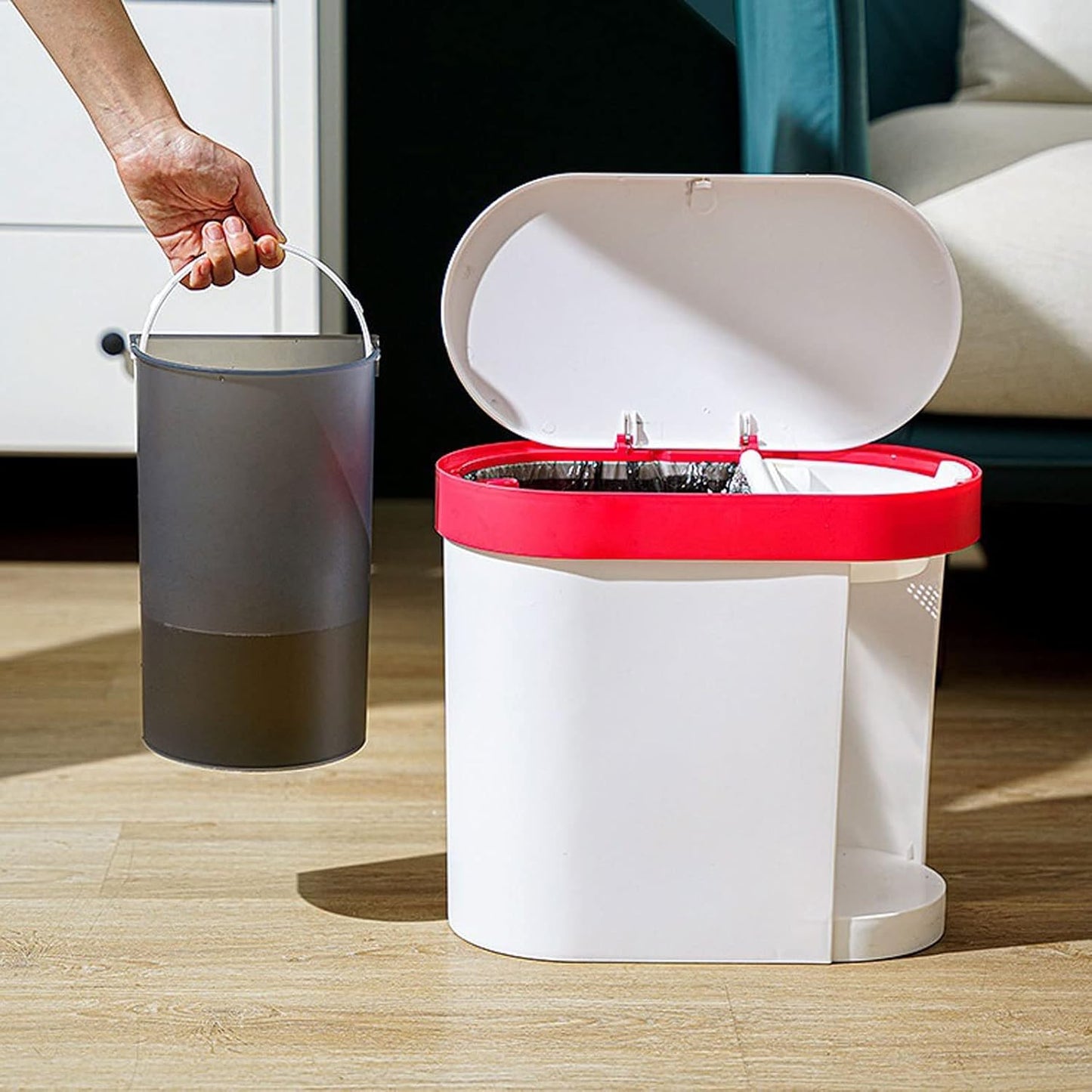 Waste Bin Household Garbage Can With Lid, Detachable Garbage Can