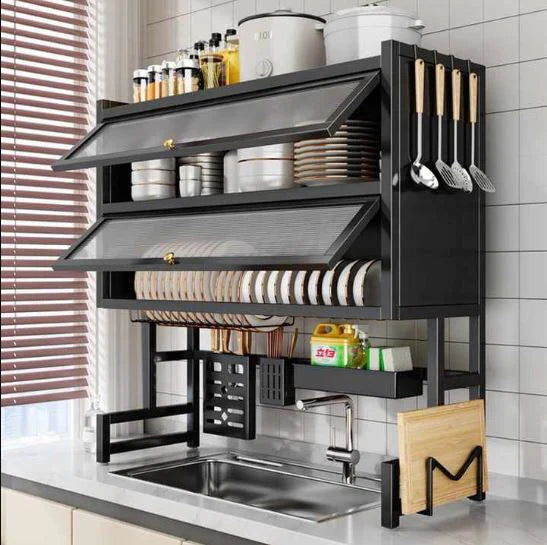 85cm Kitchen Storage Dish Rack With Cabinet