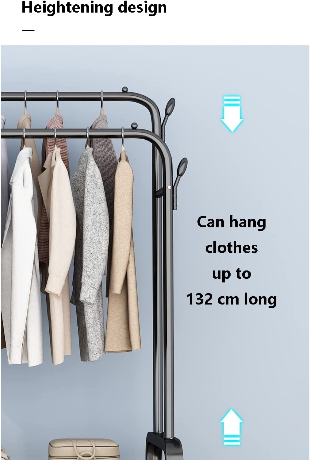 Clothes Rack With Shoe Shelf, Coat Display Stand With 4 Wheels For Bedroom (Color: Black)