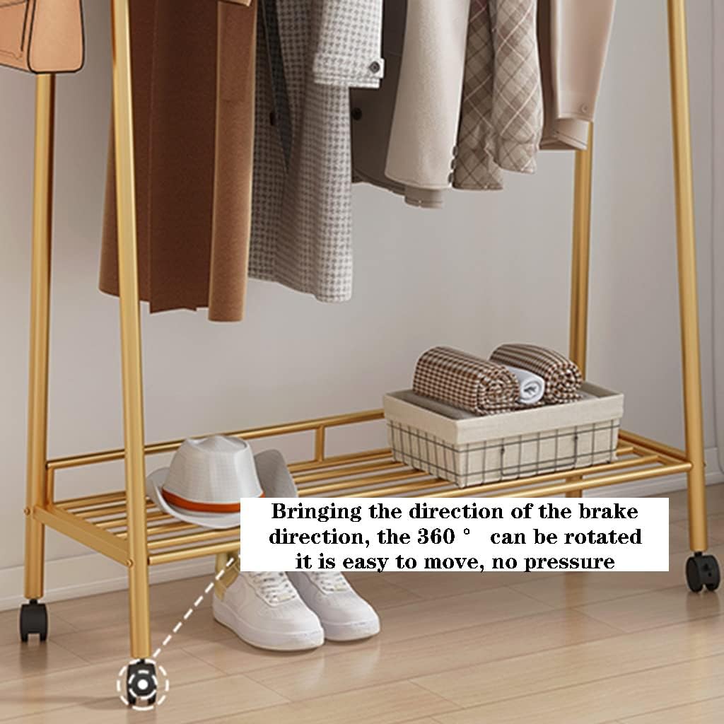 Double Rod Clothing Garment Rack, Hanging Clothes Rack With Bottom Shelf For Bedroom Living Room