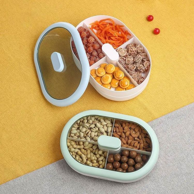 Dust-Proof Dry Fruit Tray, Candy Snack Box With Rotary Phone Holder