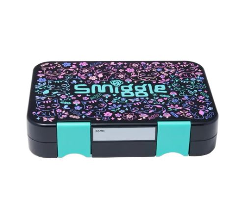 Smiggle - Eclipse Black Mix 4 Compartment Bento Lunch Box for Kids – BPA-Free, Durable & Eco-Friendly