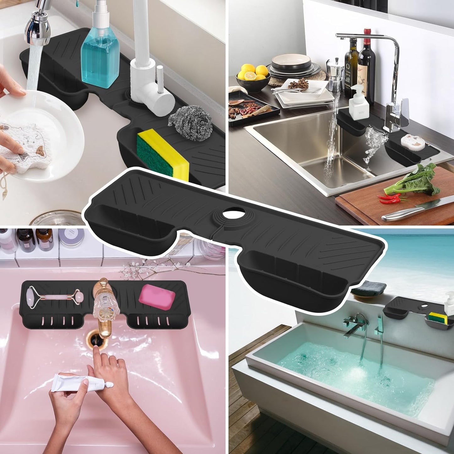 Silicone Faucet Splash Guard Mat - Faucet Water Catcher Mat, Silicone Sink Mat, Tray Drying Mat