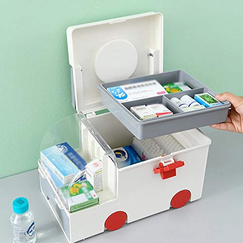 Ambulance Shape Medicine Storage Box, Portable Home First Aid Kit Storage Box