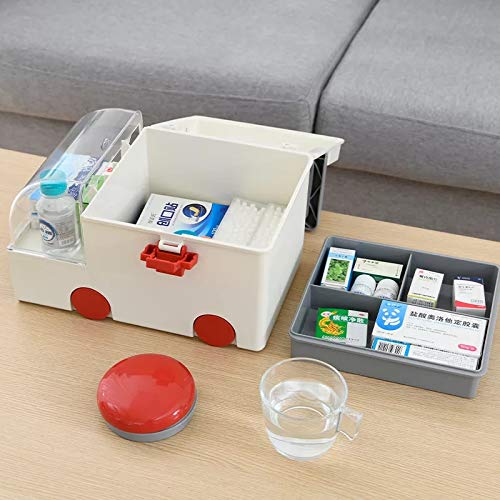 Ambulance Shape Medicine Storage Box, Portable Home First Aid Kit Storage Box