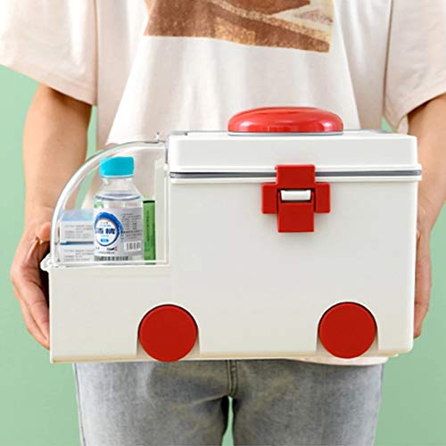 Ambulance Shape Medicine Storage Box, Portable Home First Aid Kit Storage Box