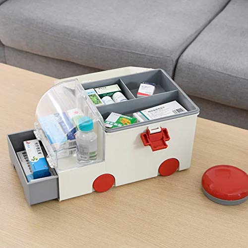 Ambulance Shape Medicine Storage Box, Portable Home First Aid Kit Storage Box
