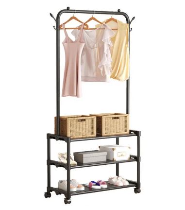 Floor Hanger For Clothes, Shoe Rack, Shirt, Coat, Hat, Scarf, High Heels, Sundries Storage, Bedroom Organizer