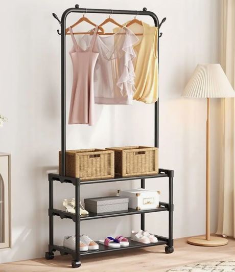 Floor Hanger For Clothes, Shoe Rack, Shirt, Coat, Hat, Scarf, High Heels, Sundries Storage, Bedroom Organizer