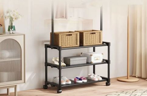 Floor Hanger For Clothes, Shoe Rack, Shirt, Coat, Hat, Scarf, High Heels, Sundries Storage, Bedroom Organizer