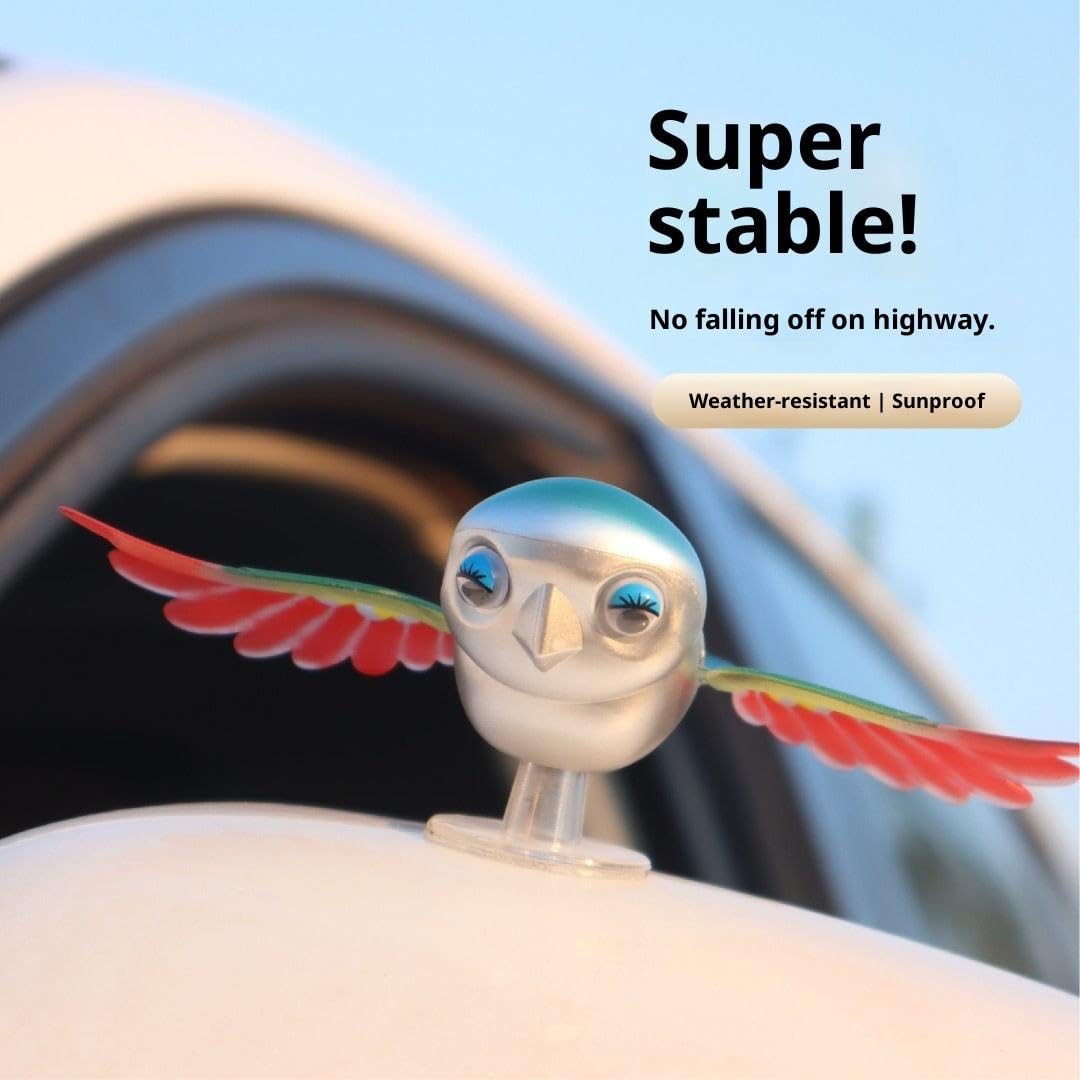 Flying Bird Car & Bike Decoration with Flapping Wings, Weatherproof Vehicle Decor