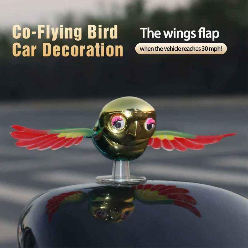 Flying Bird Car & Bike Decoration with Flapping Wings, Weatherproof Vehicle Decor