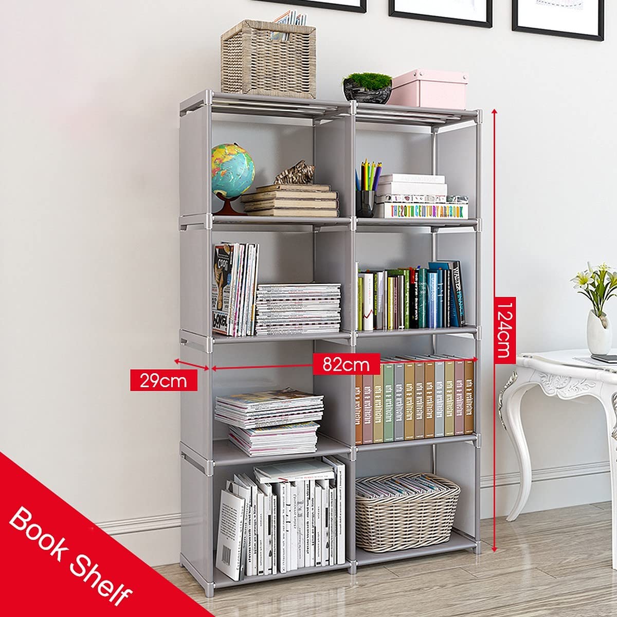 Foldable Bookshelf Open Bookcase, Space-Saving Storage Book Shelf Organizer Rack For Study Room, Office Library