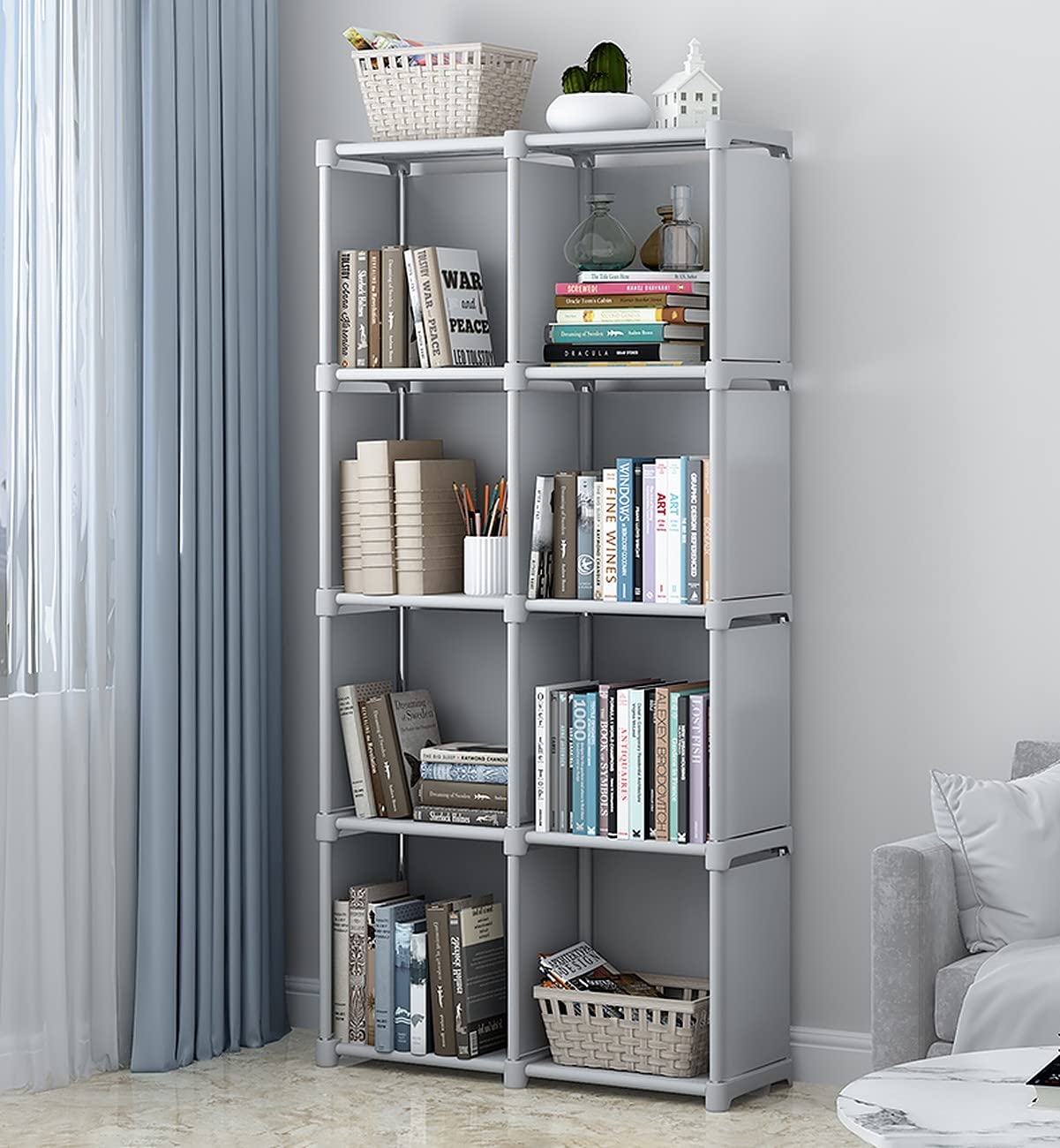 Foldable Bookshelf Open Bookcase, Space-Saving Storage Book Shelf Organizer Rack For Study Room, Office Library