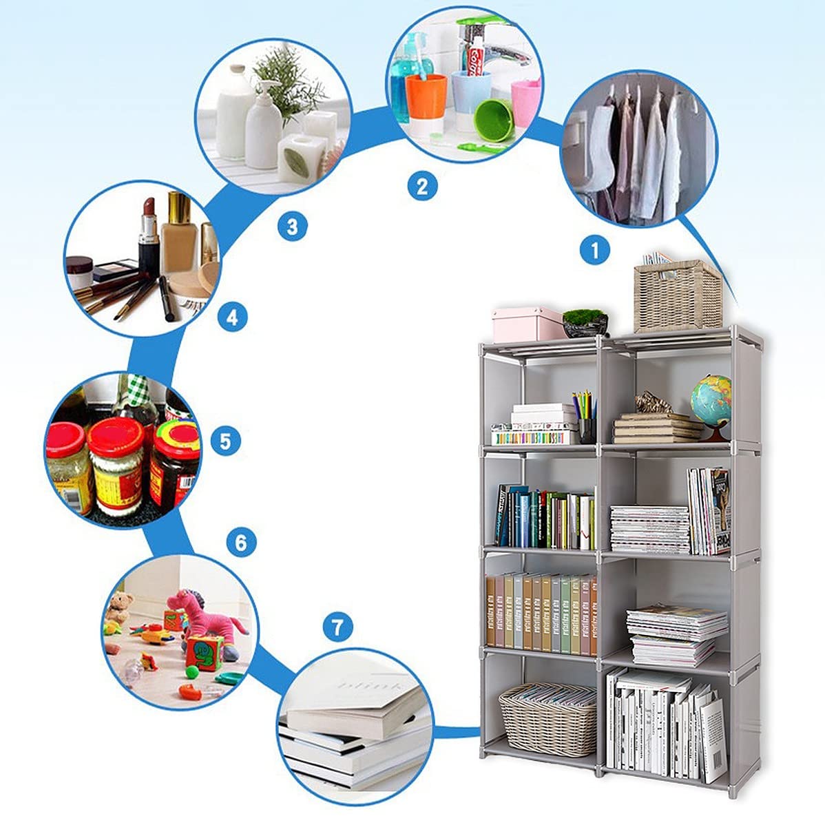 Foldable Bookshelf Open Bookcase, Space-Saving Storage Book Shelf Organizer Rack For Study Room, Office Library