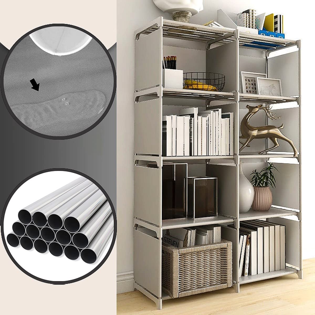 Foldable Bookshelf Open Bookcase, Space-Saving Storage Book Shelf Organizer Rack For Study Room, Office Library