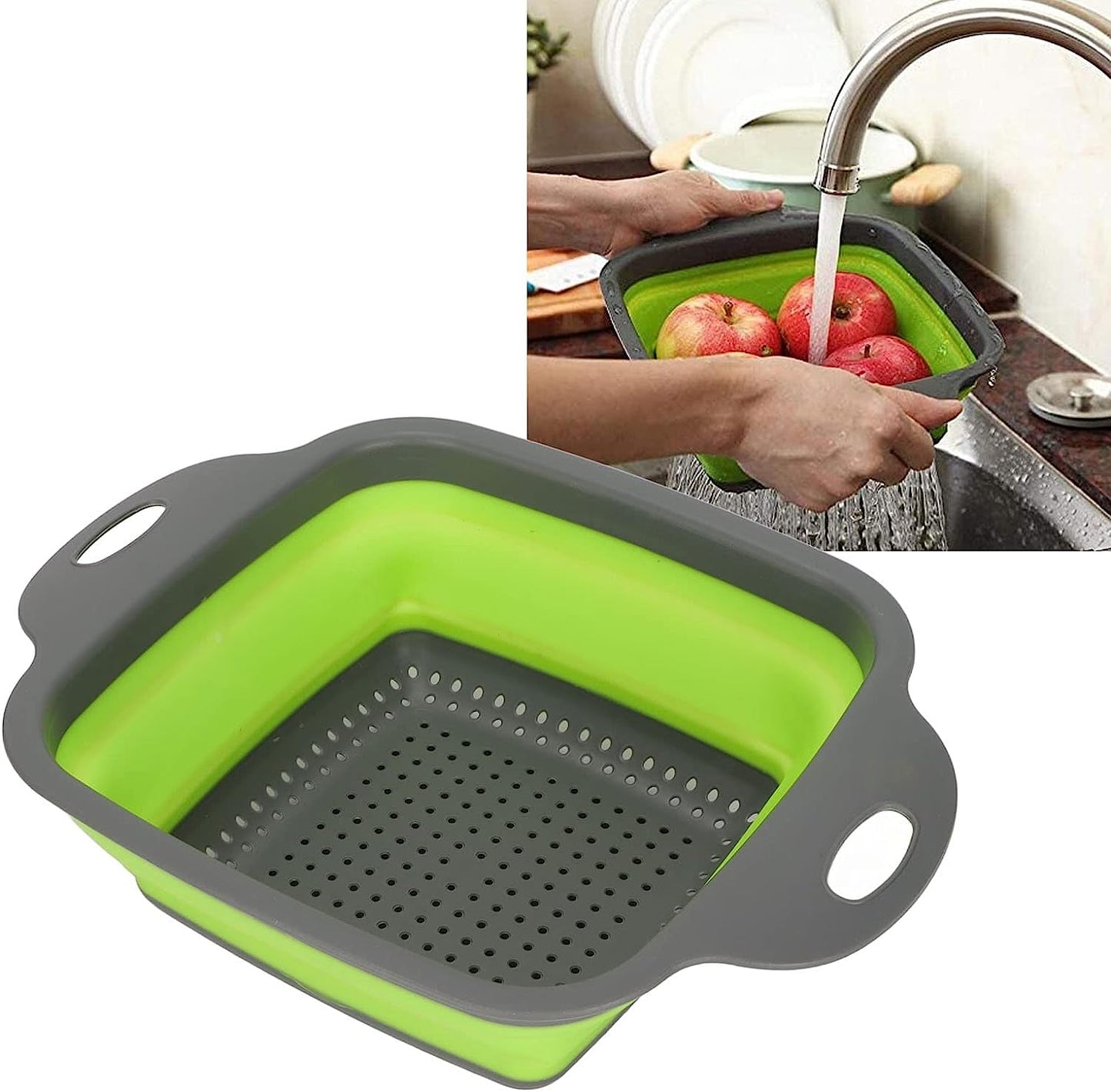 Folding Drain Baskets, Strong Bearing Draining Hole Sink Colander Fruits Vegetable Washing Basket