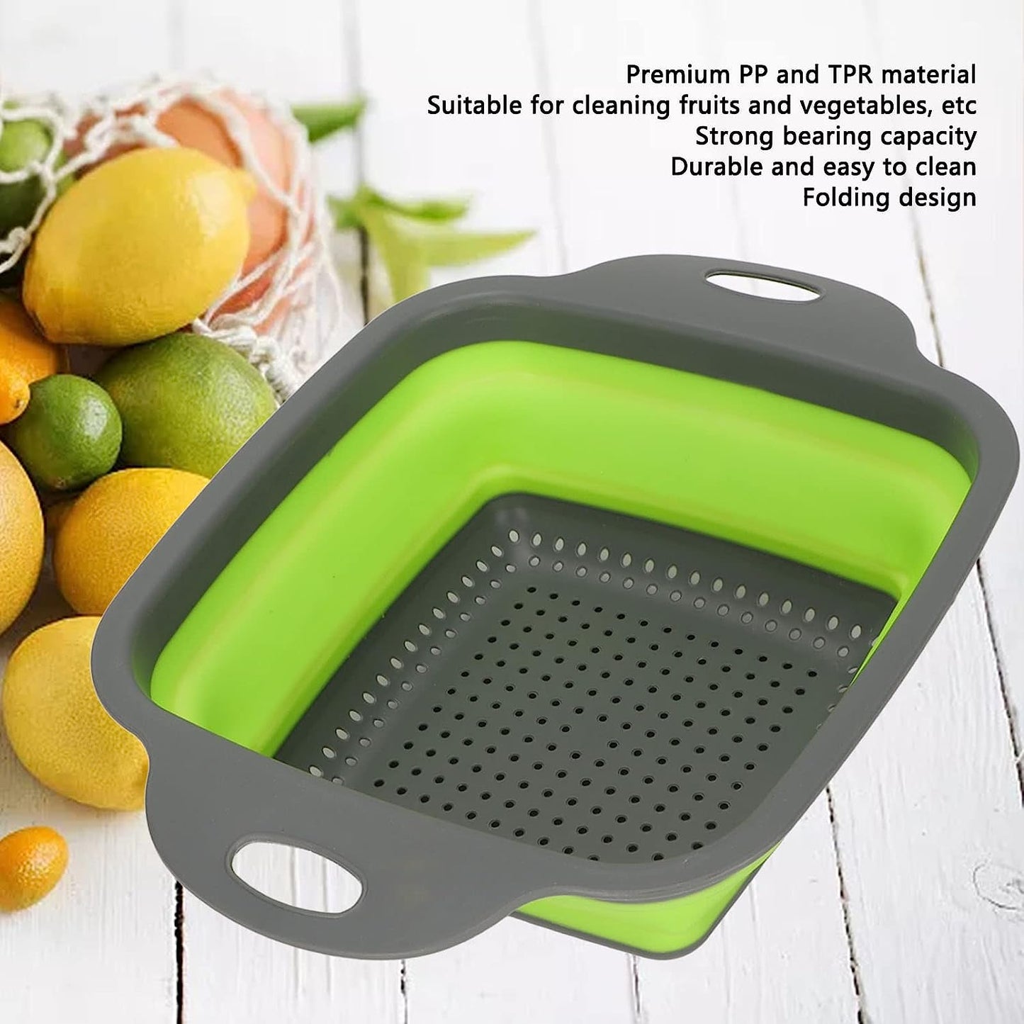 Folding Drain Baskets, Strong Bearing Draining Hole Sink Colander Fruits Vegetable Washing Basket