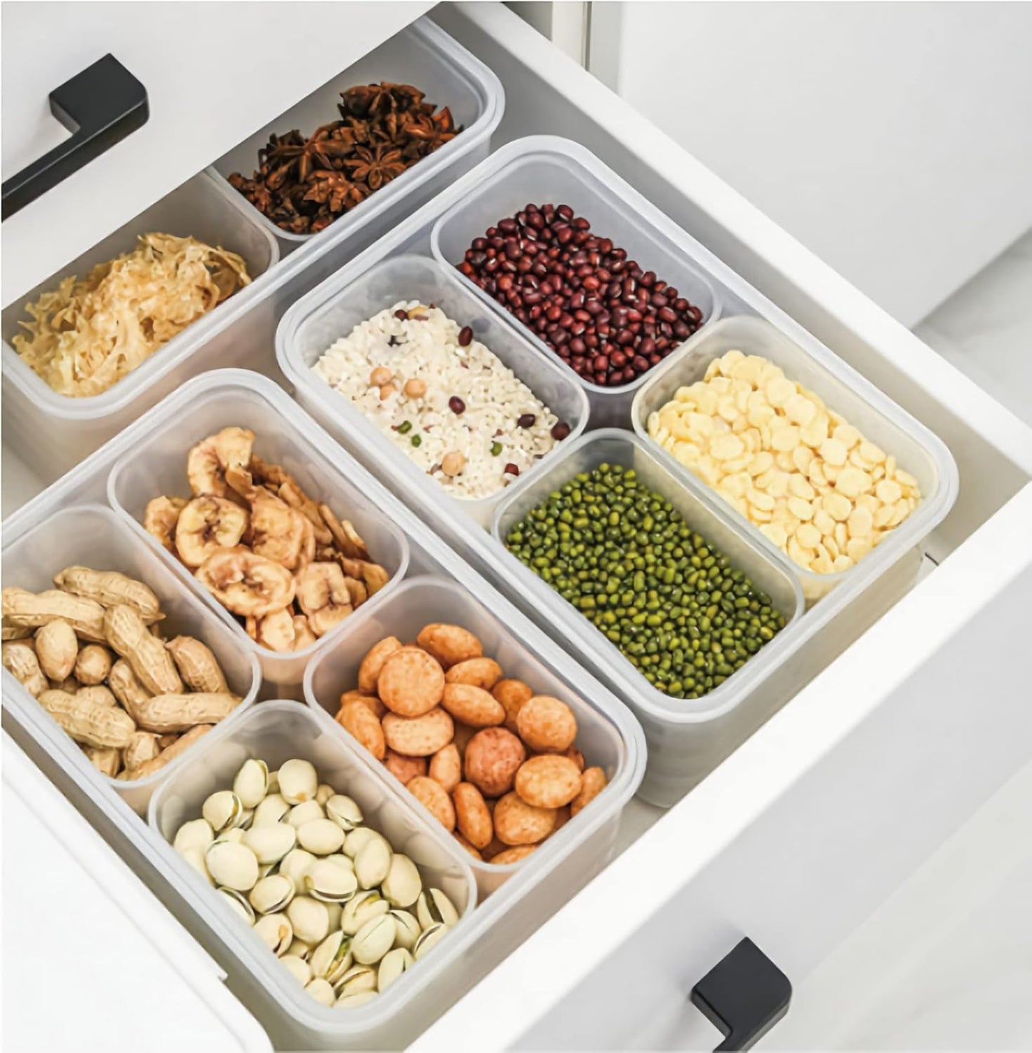 Fridge Food Storage Container With Lid, Airtight Refrigerator Food Box With 4Pcs Detachable Drain Baskets