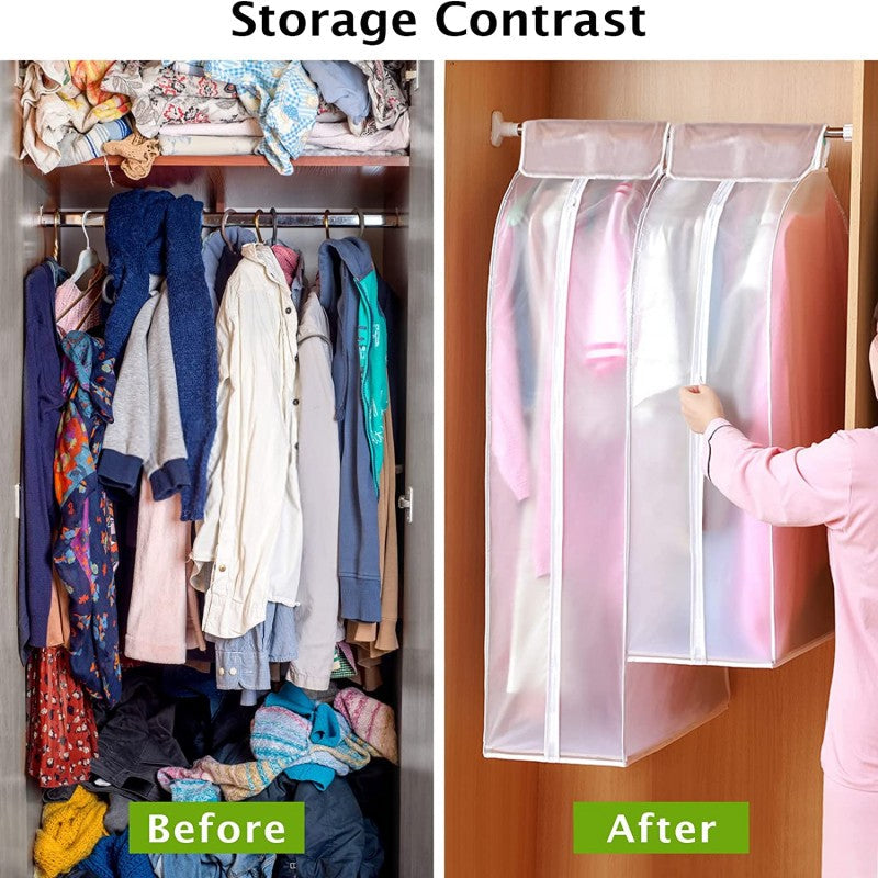 Garment Clothes Cover Protector, Lightweight Closet Storage Bags Translucent Dustproof Waterproof Hanging Clothing Storage Bag With Full Zipper