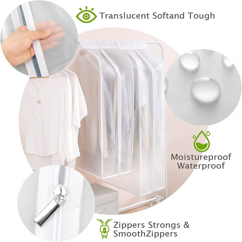 Garment Clothes Cover Protector, Lightweight Closet Storage Bags Translucent Dustproof Waterproof Hanging Clothing Storage Bag With Full Zipper