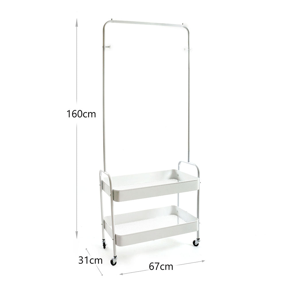Freestanding Garment Rack With 2-Tier Shelves,160 CM