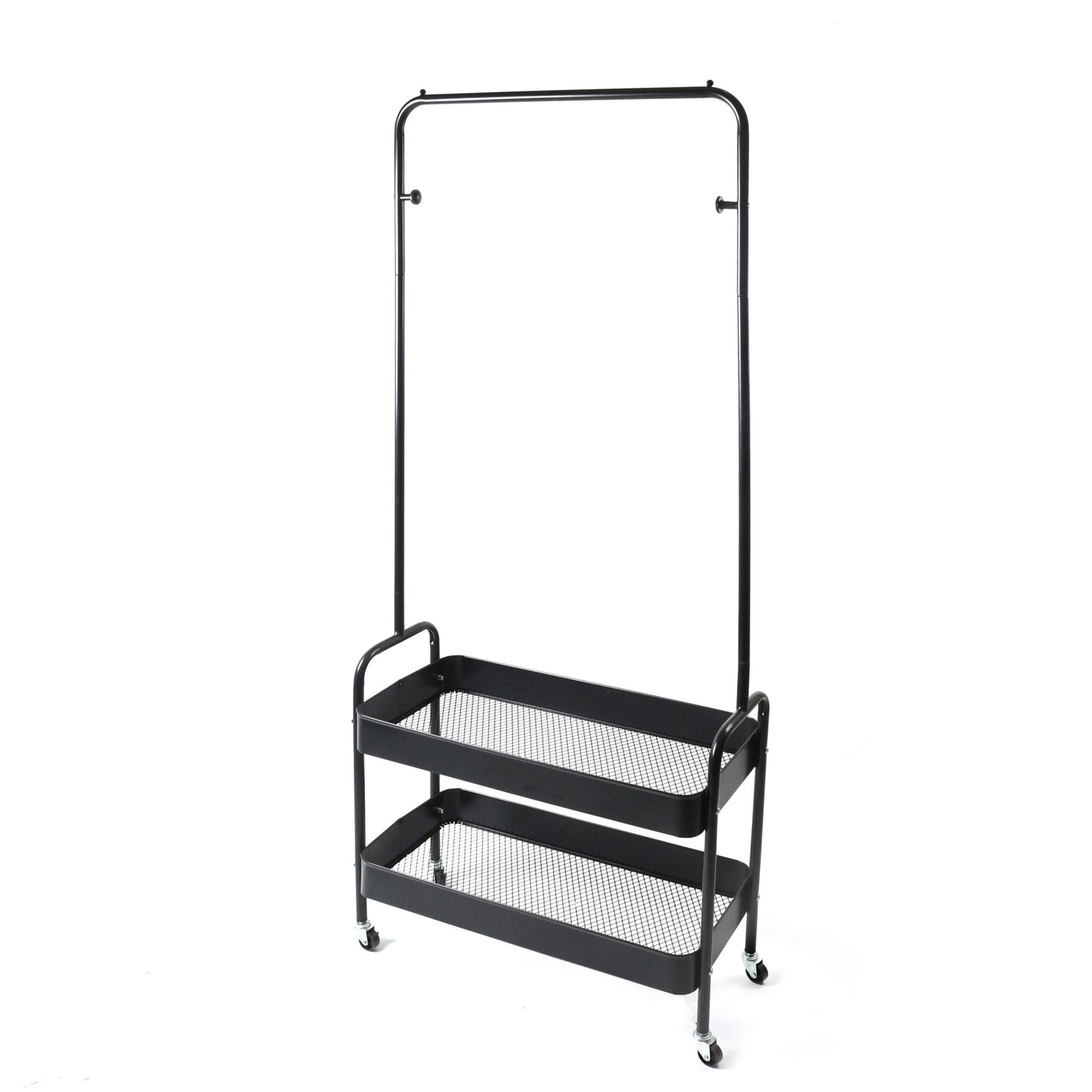 Freestanding Garment Rack With 2-Tier Shelves,160 CM