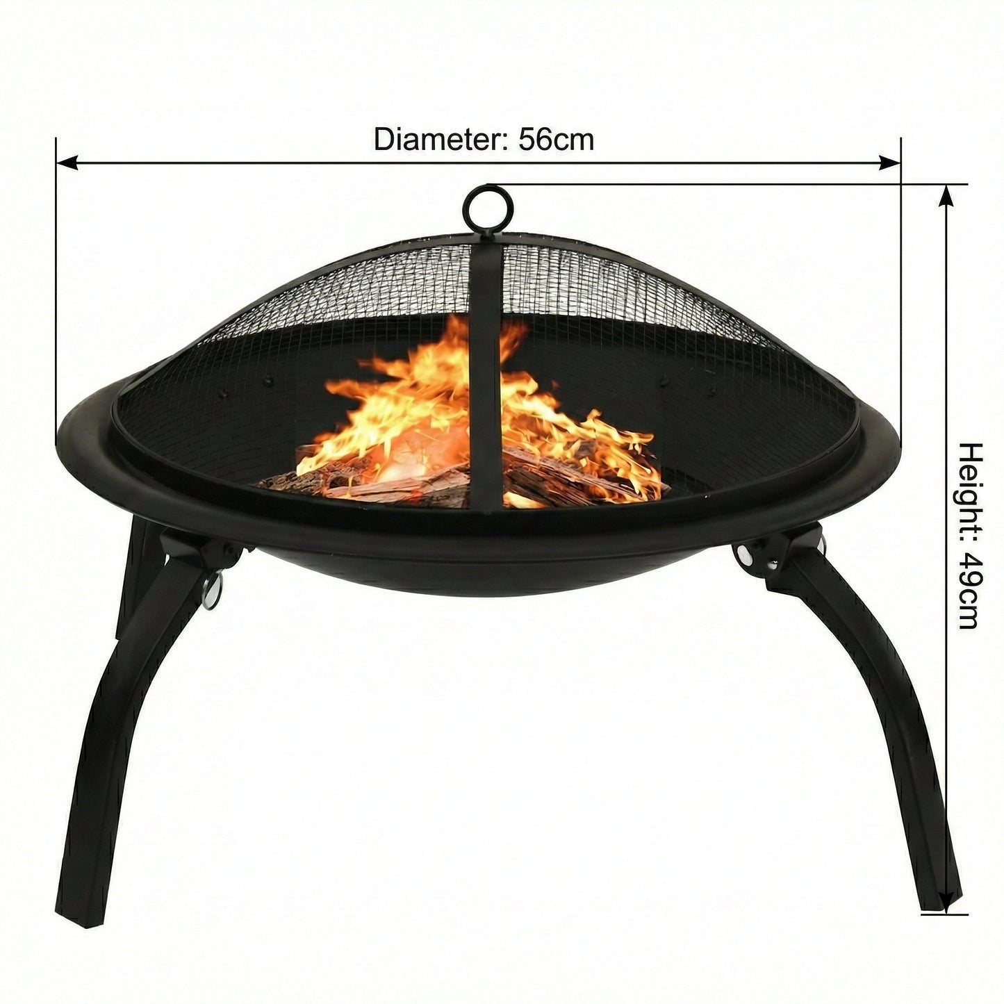 2-In-1 Fire Pit And BBQ With Poker 56x56x49 Cm Steel, With Colour Black