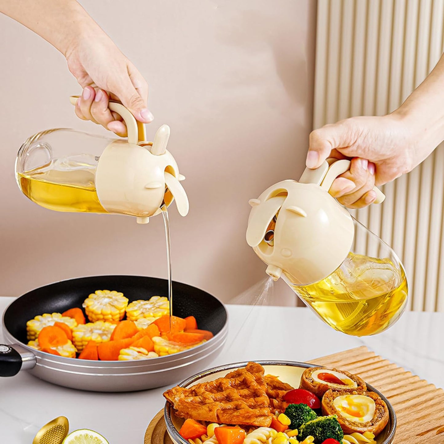 580ml Glass Oil Bottle Kitchen Cooking Oil Sprayer, Oil Sprayer Container