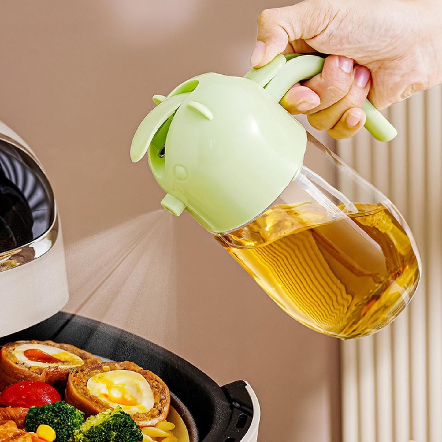 580ml Glass Oil Bottle Kitchen Cooking Oil Sprayer, Oil Sprayer Container