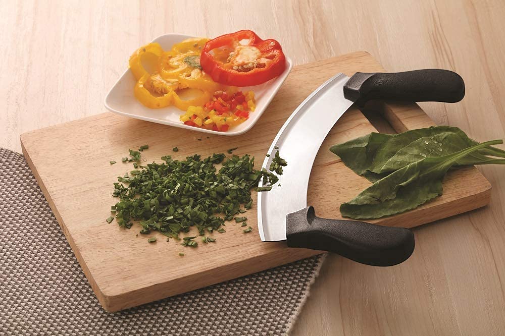 Half Moon Knife, Stainless Steel Knife, Mezzaluna Chopper