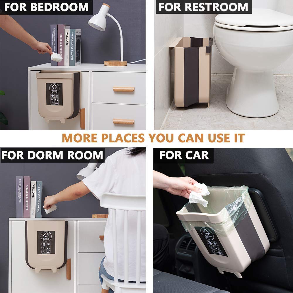 Hanging Trash Can Kitchen Cabinet Door Collapsible Dust Bin, Hanging Trash Holder Dustbin
