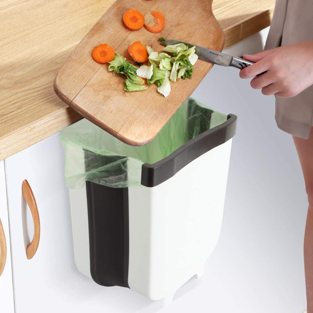 Hanging Trash Can Kitchen Cabinet Door Collapsible Dust Bin, Hanging Trash Holder Dustbin