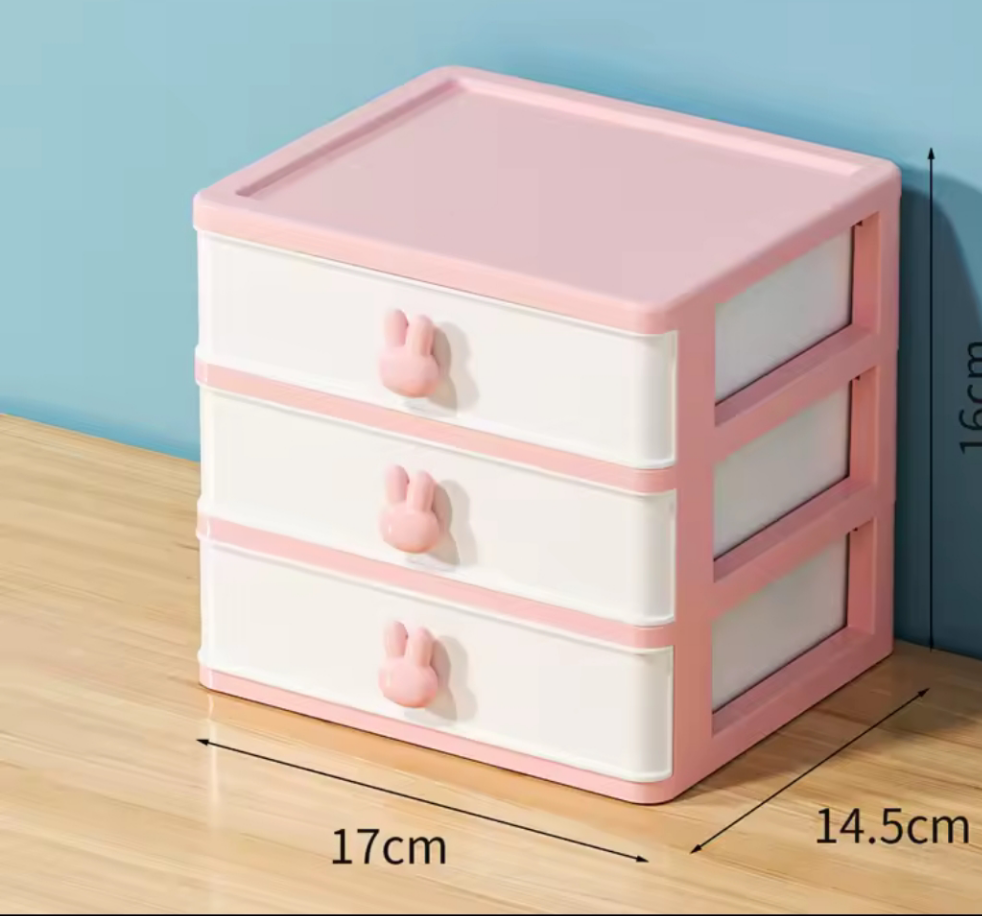 3 Layers Cartoon Rabbit Handle Desktop Organizer