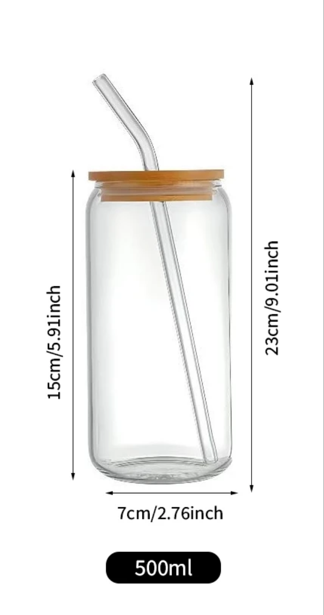 Modern Mason Glass Jar With Bamboo Lid And Straw (Premium Quality)