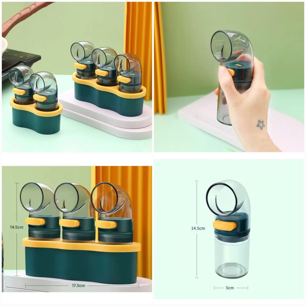 3 Pcs Spice Bottles With Stand